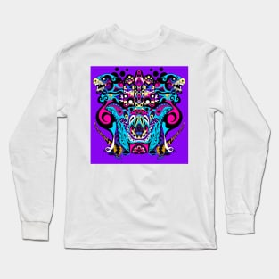 the rainbow hand of god in sutra buddha kaiju pattern art Long Sleeve T-Shirt